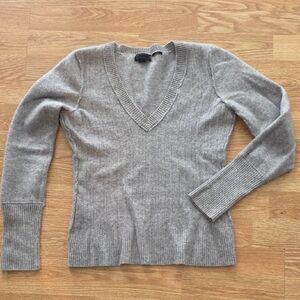 Fine Line Gray Cashmere Sweater